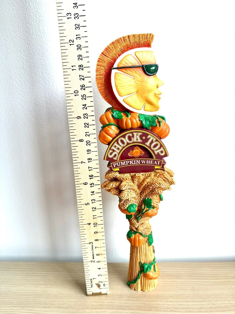 Shock Top Anheuser Busch Pumpkin Wheat Wedgehead Craft Beer Tap Handle 13”